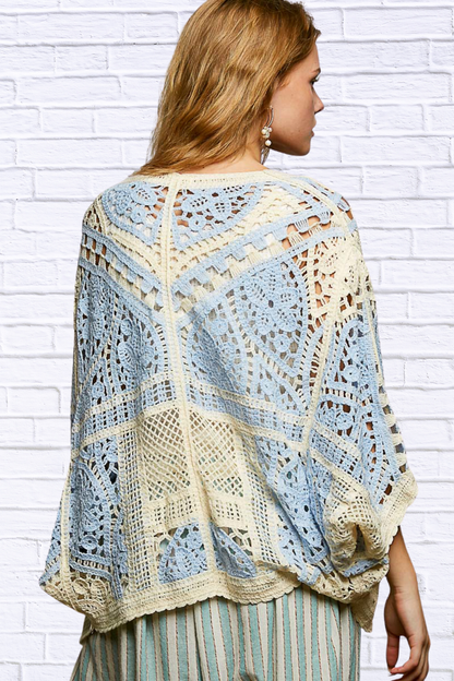 Golden Glow  Open Front Crochet Cardigan with Scalloped Edge