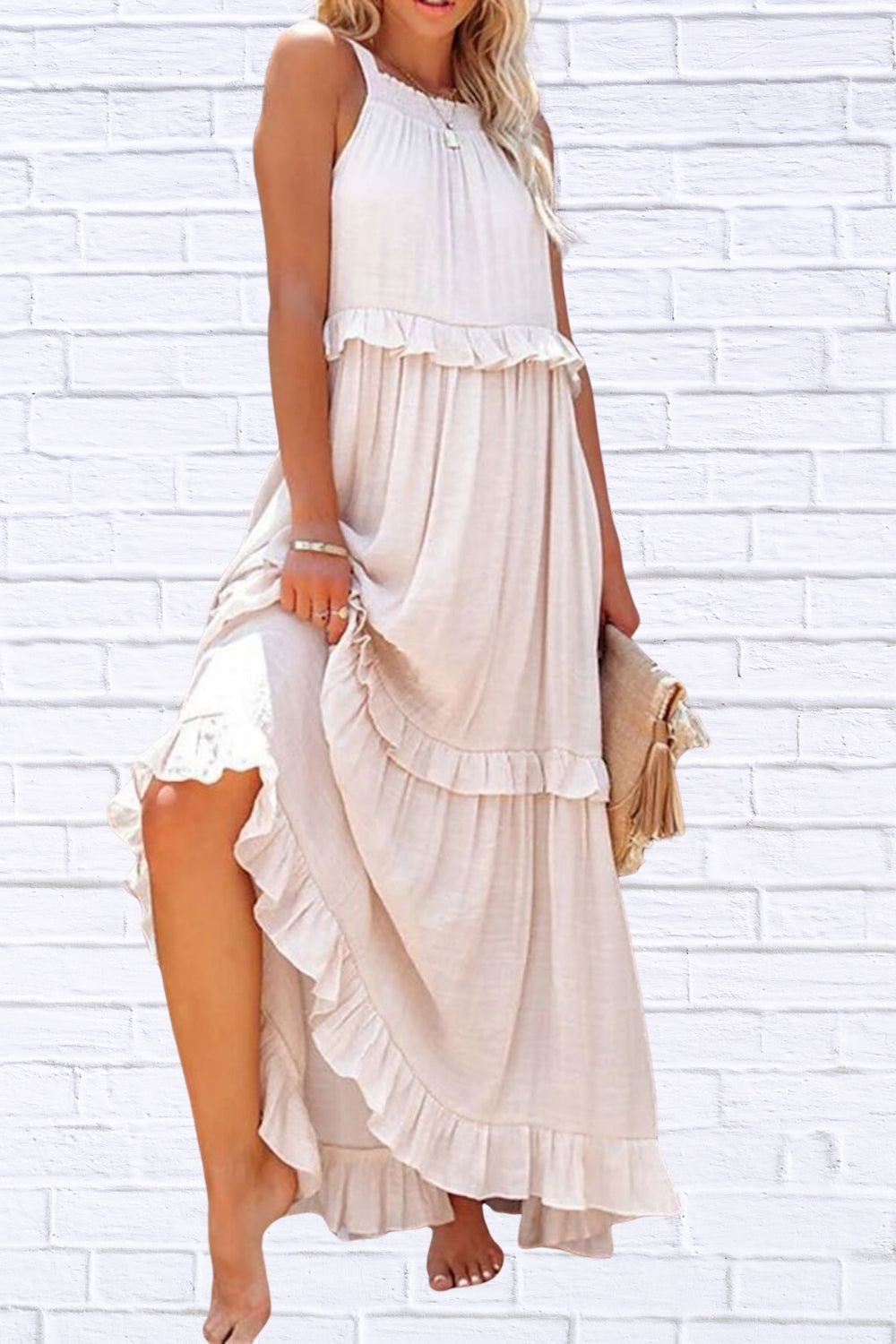 Ruffled Sleeveless Maxi Dress | Flowy & Feminine