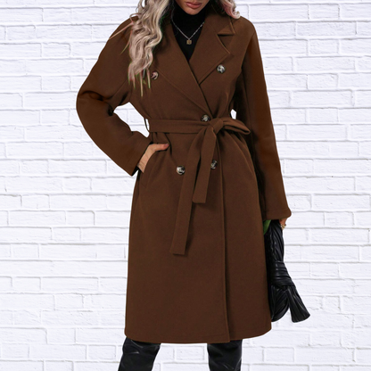 Double-Breasted Tie Waist Coat