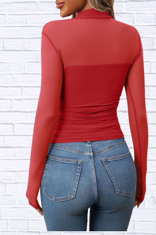 Mock Neck Long Sleeve Top