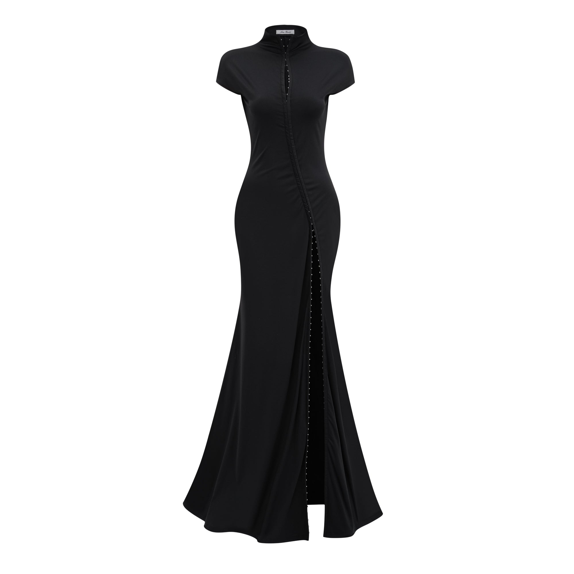 Andrea Black Keyhole Maxi Dress with High Thigh Slit