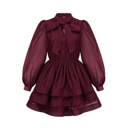 Élodie tiered flared mini dress in Red