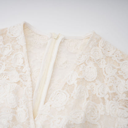 Oona White Floral Lace Pencil Midi Dress