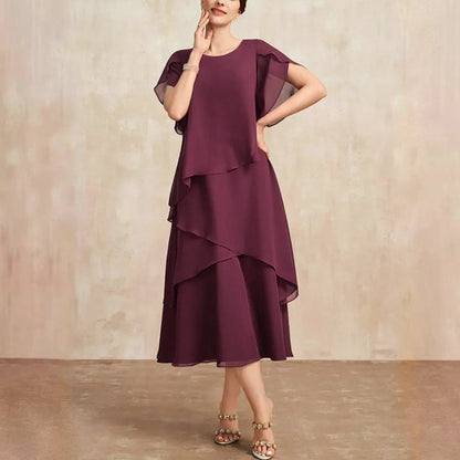 Danielle - Women's Layered Chiffon Midi Dress