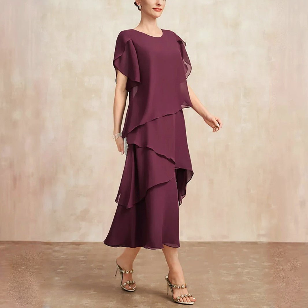 Danielle - Women's Layered Chiffon Midi Dress