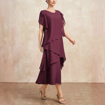 Danielle - Women's Layered Chiffon Midi Dress