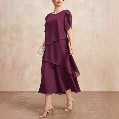 Danielle - Women's Layered Chiffon Midi Dress