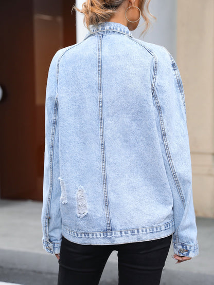 Blue Zone Planet | Distressed Denim Shacket