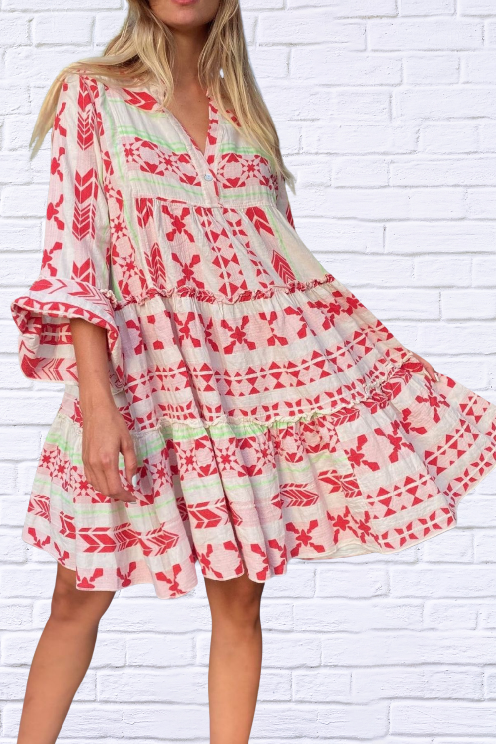 Printed Tierred Babydoll Dress