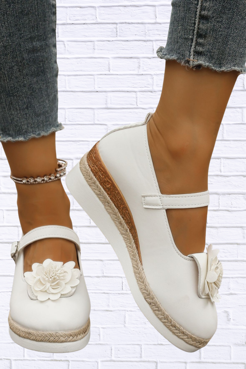 Flower Embellished Mary Jane Loafers