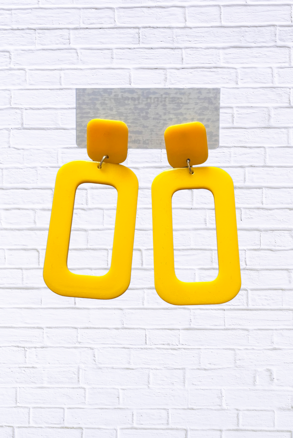 Bold Yellow Geometric Drop Earrings – Statement Rectangle Fashion Jewelry