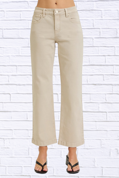 RISEN Full Size Tummy Control Mid Rise Ankle Straight Jeans Plus Size