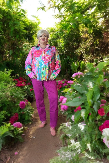 Women’s Vibrant Multicolor Floral Print Casual Shirt – Bright, Chic, and Striking