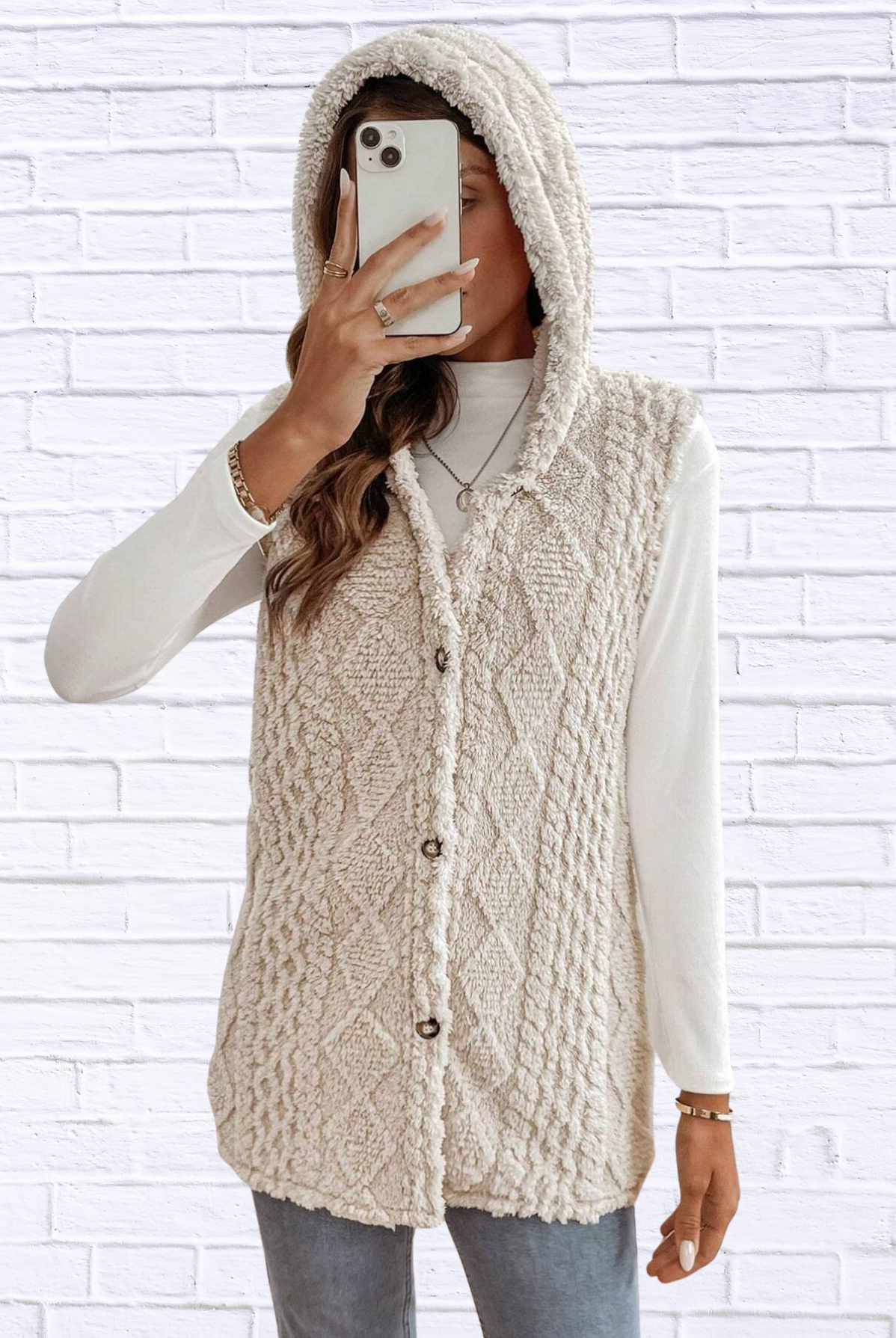 Cozy Sherpa Fleece Hooded Vest Coat