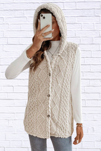 Cozy Sherpa Fleece Hooded Vest Coat