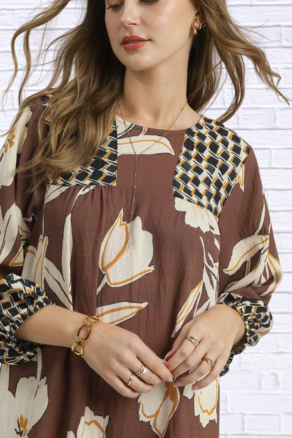 Umgee Floral High-Low Babydoll Dress