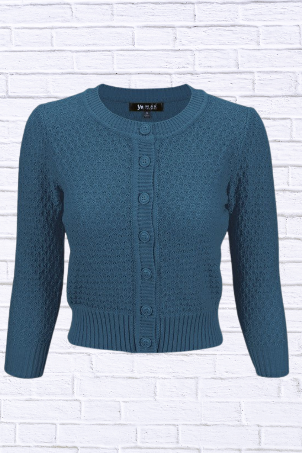 3/4 Sleeve Cute Pattern Cropped Cardigan Sweater