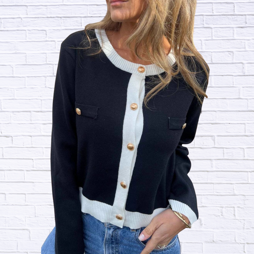Contrast Trim Button Up Cardigan