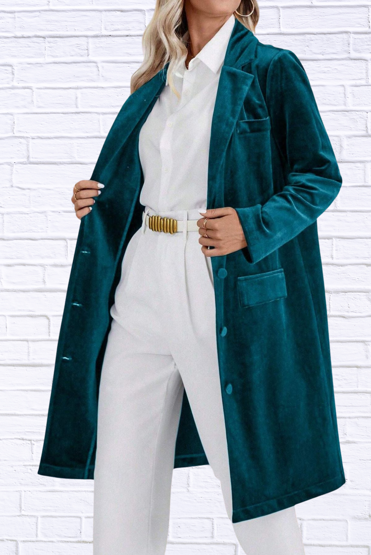 Lapel Collar Long Sleeve Longline Coat