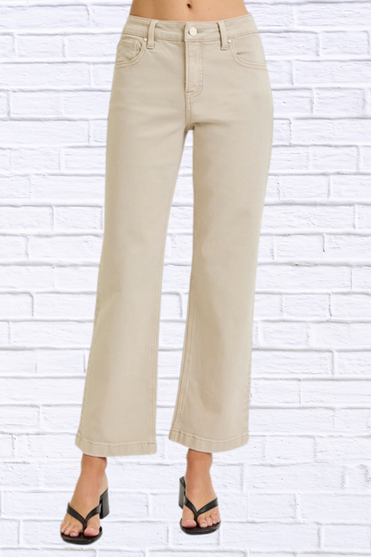 RISEN Full Size Tummy Control Mid Rise Ankle Straight Jeans Plus Size