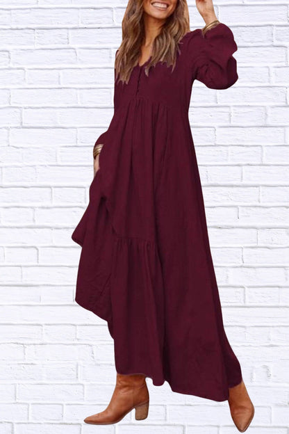 Plus Size V-Neck Tiered Maxi Dress | Flowy & Chic