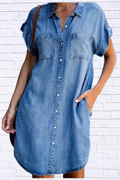 Denim Button Through Shirt Dress | Chic Everyday Style