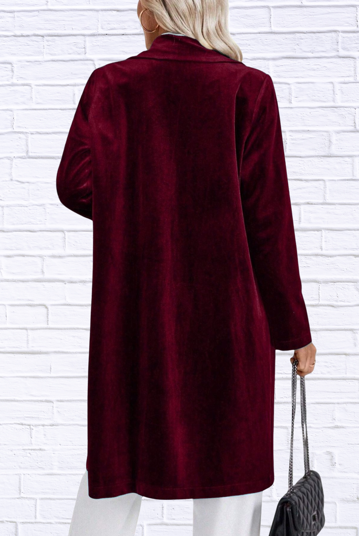 Lapel Collar Long Sleeve Longline Coat