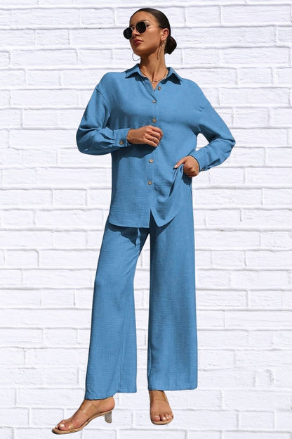 Button Up Shirt & Pants Set | Women’s Matching Outfit