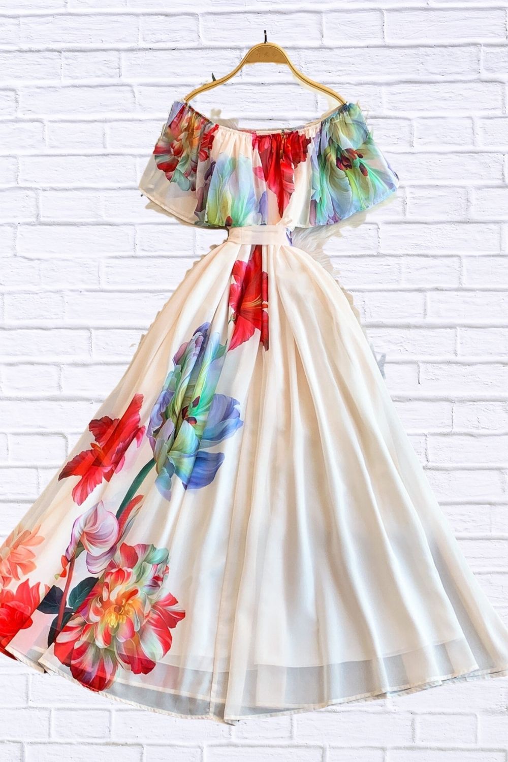 Floral Off-Shoulder A-Line Dress for Women