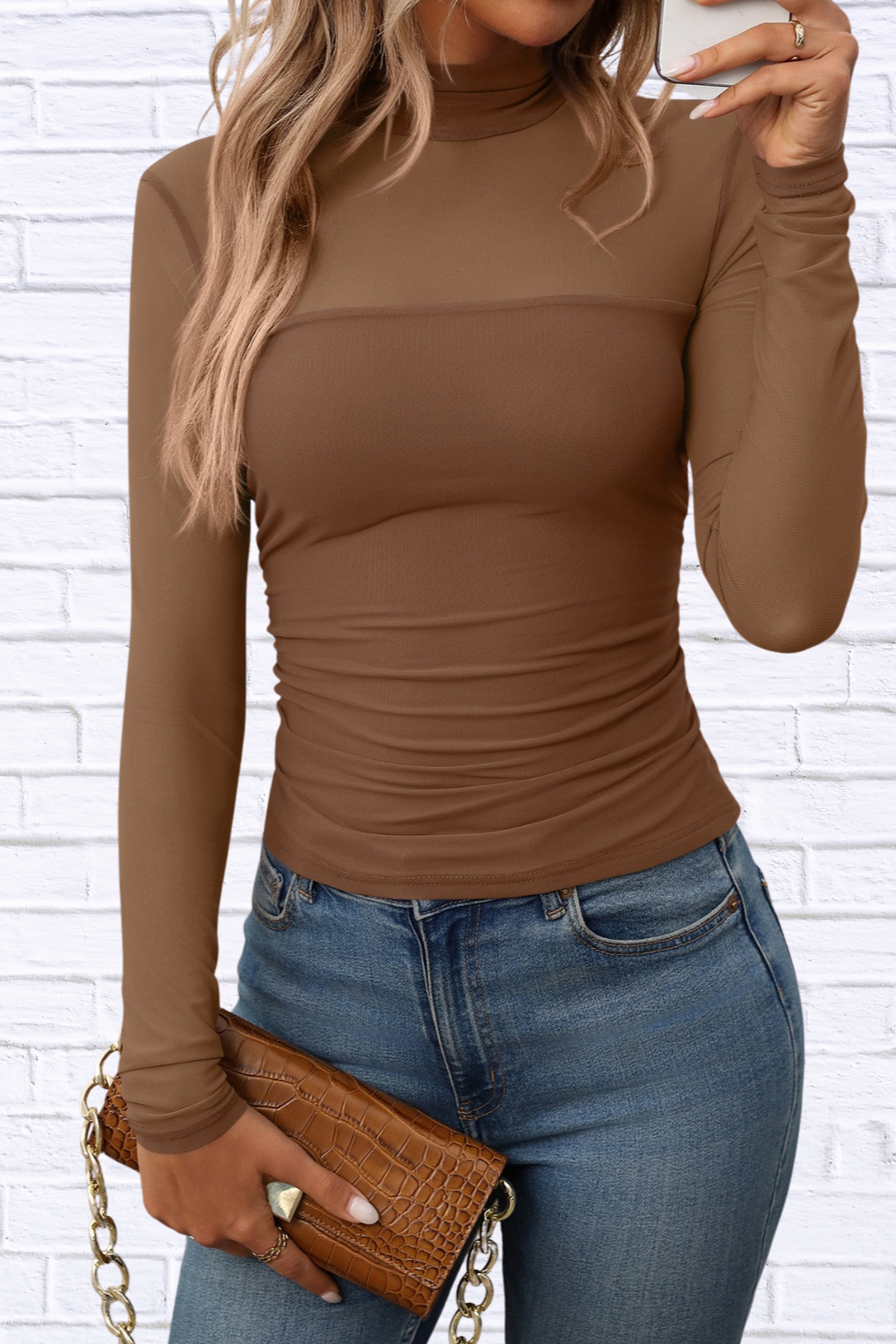 Mock Neck Long Sleeve Top