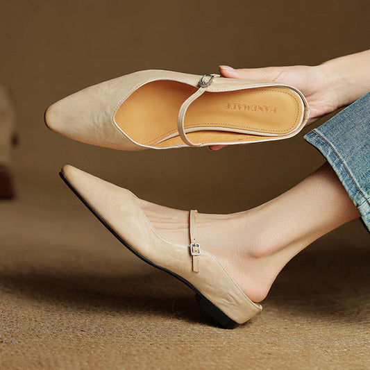 Elegant Genuine Leather Pointed Flats