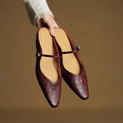 Elegant Genuine Leather Pointed Flats