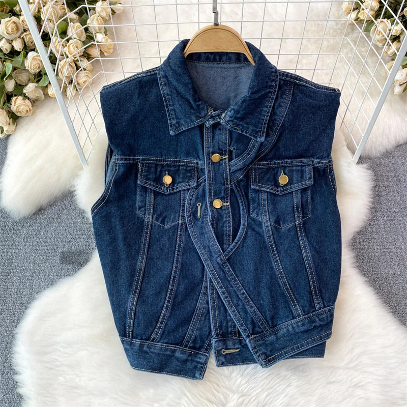 Elise Leroy Femme Frayed Denim Vest