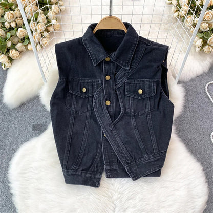 Elise Leroy Femme Frayed Denim Vest