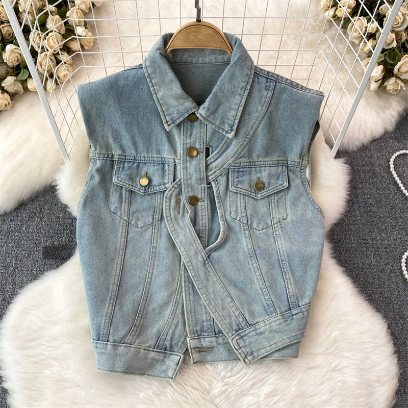 Elise Leroy Femme Frayed Denim Vest