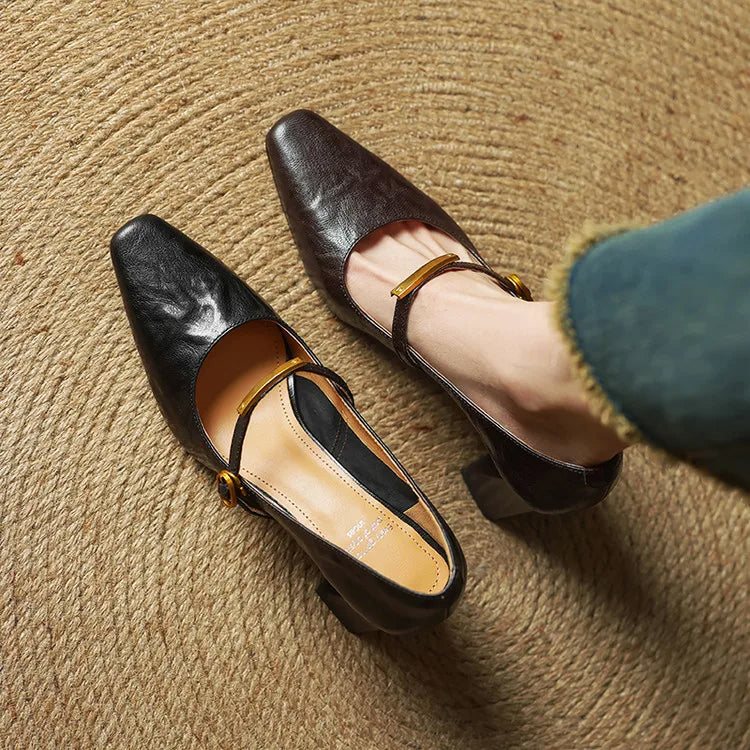 Eloria Genuine Leather Mary Jane Heels