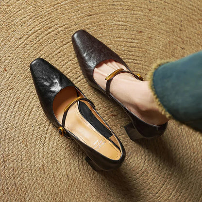 Eloria Genuine Leather Mary Jane Heels