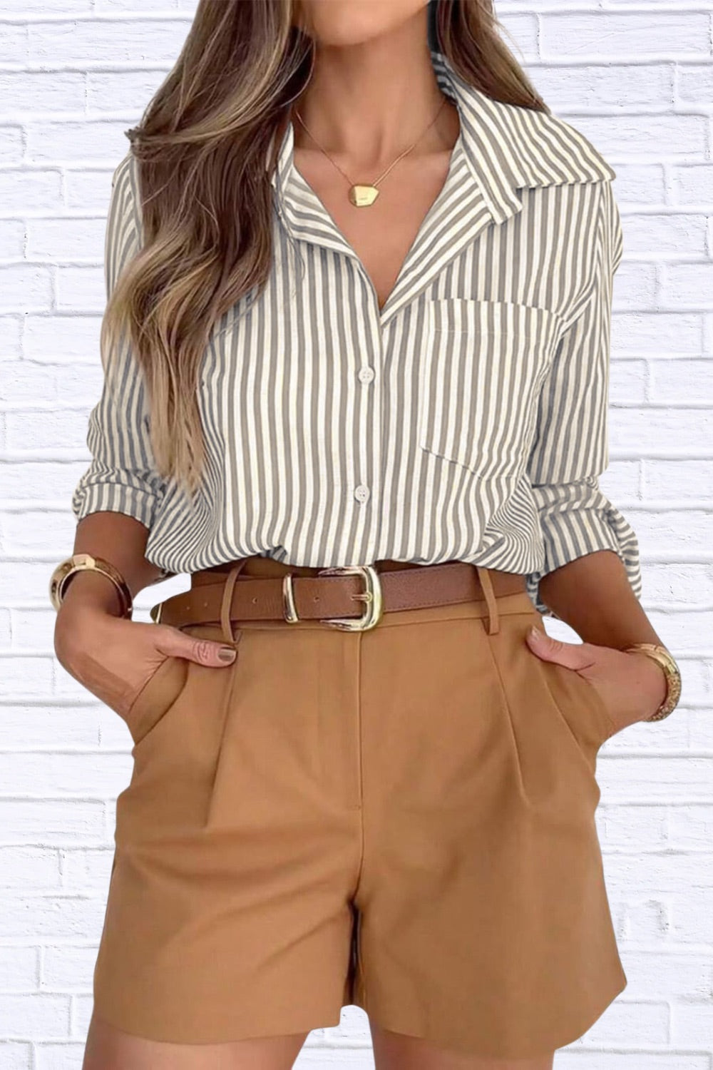 Striped Button-Down Shirt | Classic Women’s Long Sleeve