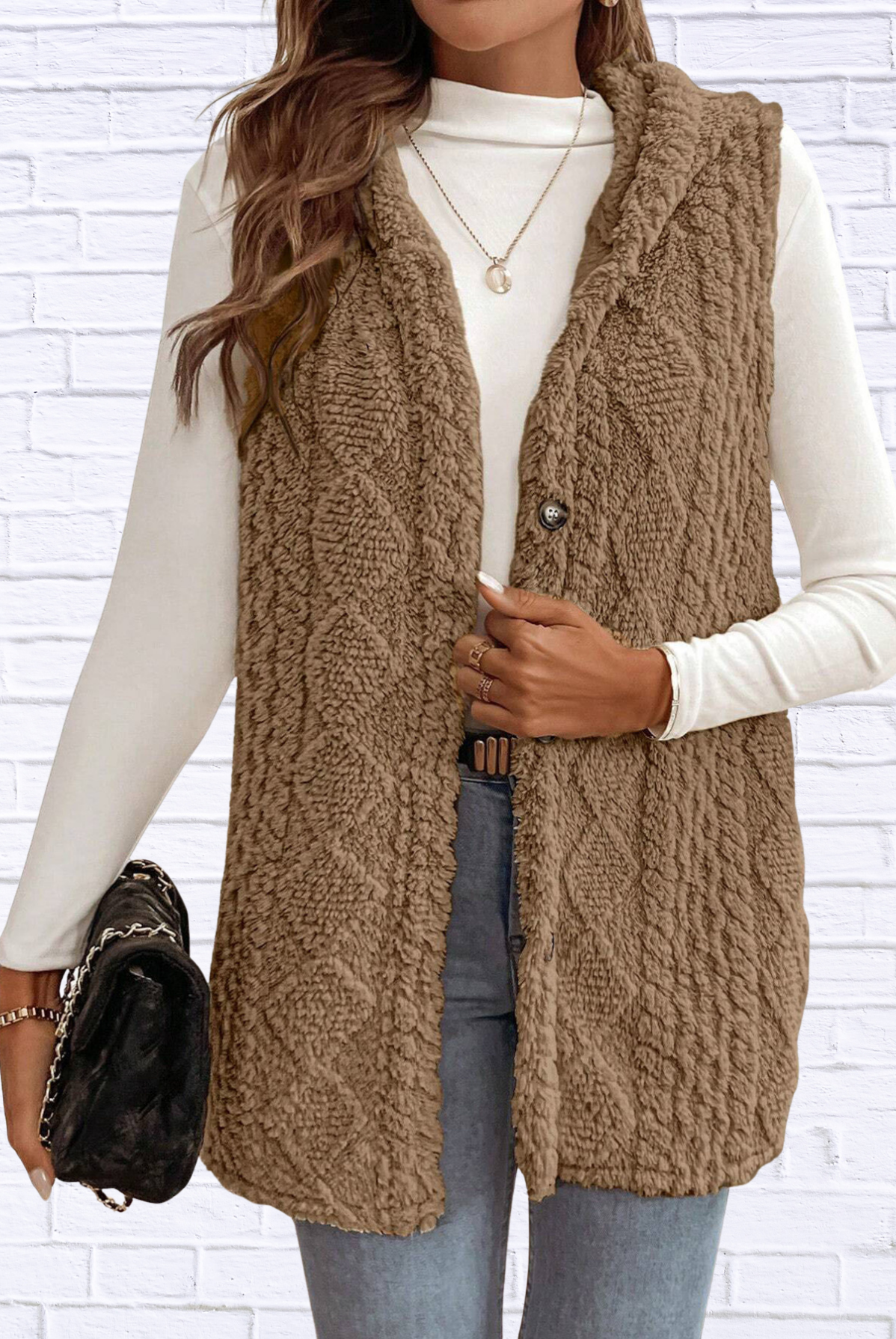 Cozy Sherpa Fleece Hooded Vest Coat