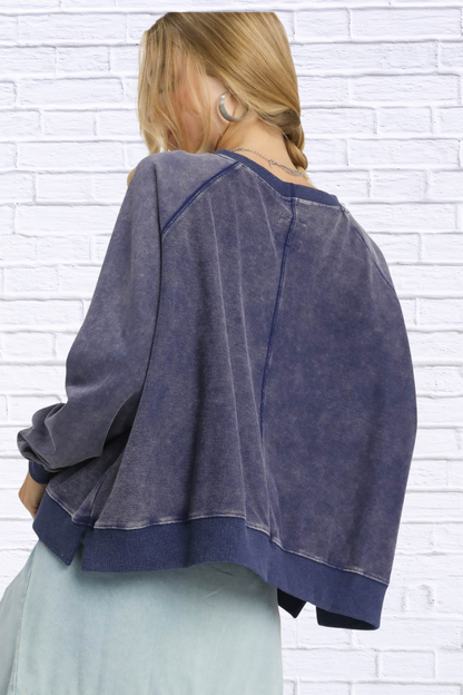 Navy Mineral Wash French Terry Sweatshirt