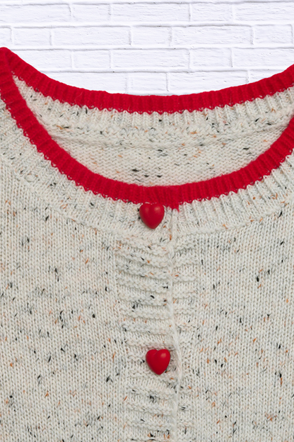 Contrast Trim Button Up Long Sleeve Cardigan