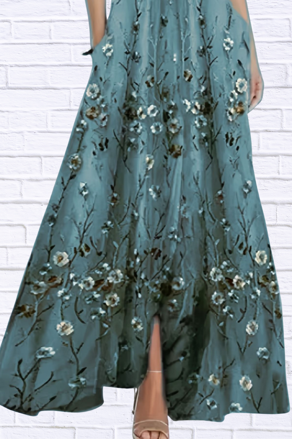 Floral Print Half Sleeve Maxi Dress