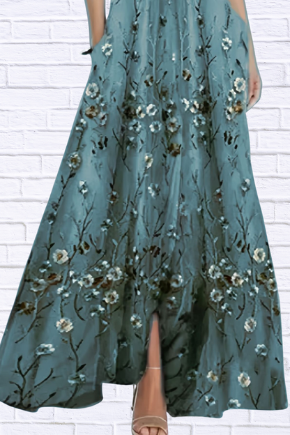 Floral Print Half Sleeve Maxi Dress