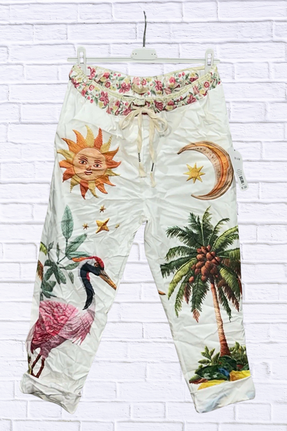 Artistic Floral Print Jogger Pants | Boutique Women's Trousers