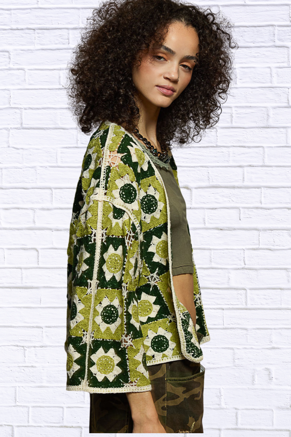 Winnie Open Front Cardigan with Varied Patterns