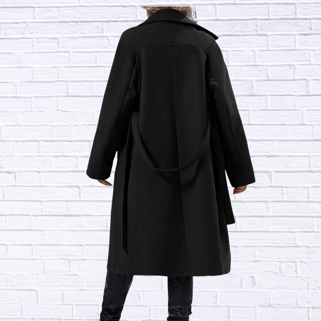 Double-Breasted Tie Waist Coat