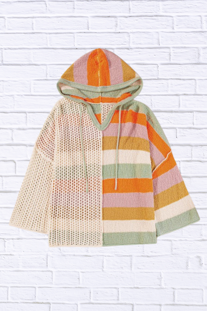 Harper Oversized Colorblock V Neck Hooded Sweater