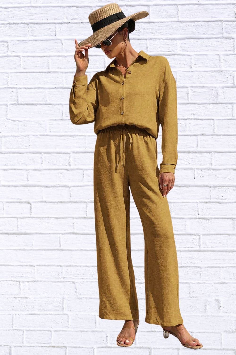 Button Up Shirt & Pants Set | Women’s Matching Outfit