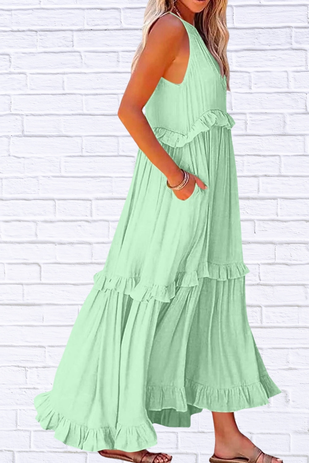 Ruffled Sleeveless Maxi Dress | Flowy & Feminine