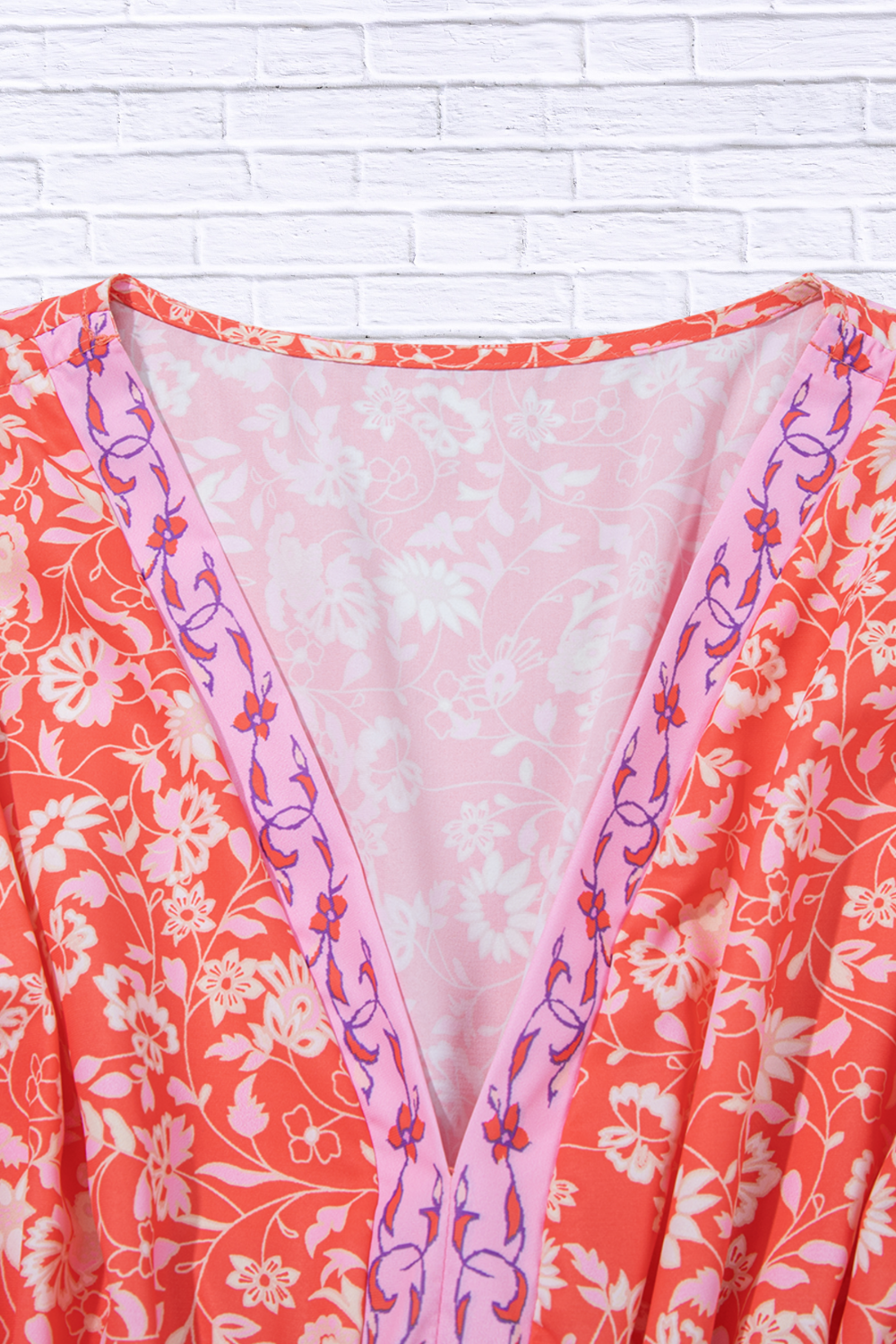 Floral Print Tasseled Tied Sleeve Empire Waist Dress